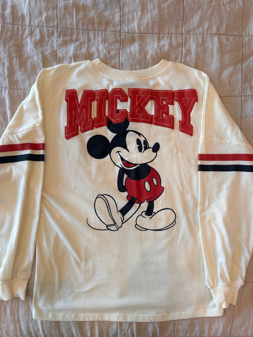 Disney Mickey Long sleeve with Red & Black Sleeve Stripes - Picture 2 of 6